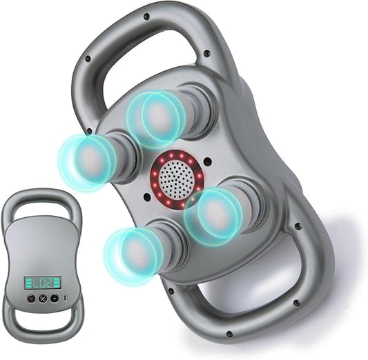 Massage Gun Deep Tissue, 4-Heads Handheld Massager Gun for Back, Shoulder, Leg, Neck, Electric Percussion Massage for Pain Relief, Perfect Gifts, Grey - Bloomnest