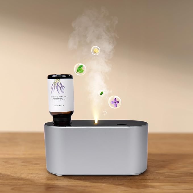 Waterless Diffuser for Home Essential Oil Diffuser, Aromatherapy Diffuser, Portable Scent Diffusers, 3 Mist Modes, Cycle Start for Bedroom, Office Studio 350-700 sq. ft Silver - Bloomnest