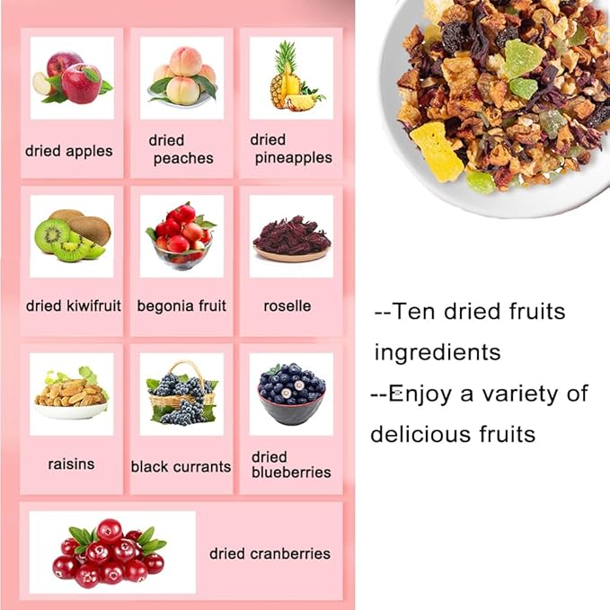 Fruit Tea Blend 12.34OZ,For Hot Or Cold Brew,Hibiscus Blossoms and Berries Based Herbal Loose Leaf Tea,Vegan,Caffeine Free,Vitamines Rich,DIY - Bloomnest