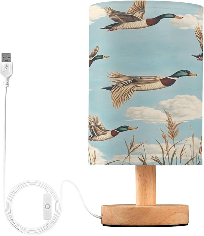 Flying Ducks Retro LED Table Lamp with USB Port Night Light Bedroom Lamps for Nightstand Living Room Dorm Home Office Desk - Bloomnest