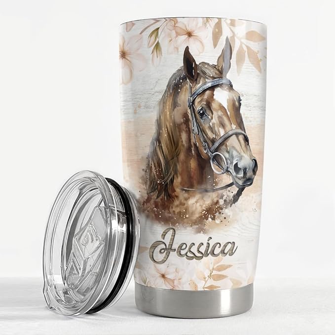SANDJEST Personalized Horse Tumbler Motivation 20oz 30oz Tumblers with Lid Gift for Women Girl Daughter Sister Animal Lovers Christmas Birthday - Bloomnest