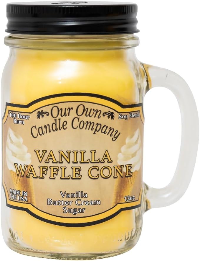 Our Own Candle Company, Vanilla Waffle Cone Scented Mason Jar Candle, 100 Hour Burn Time, 13 Ounces - Bloomnest