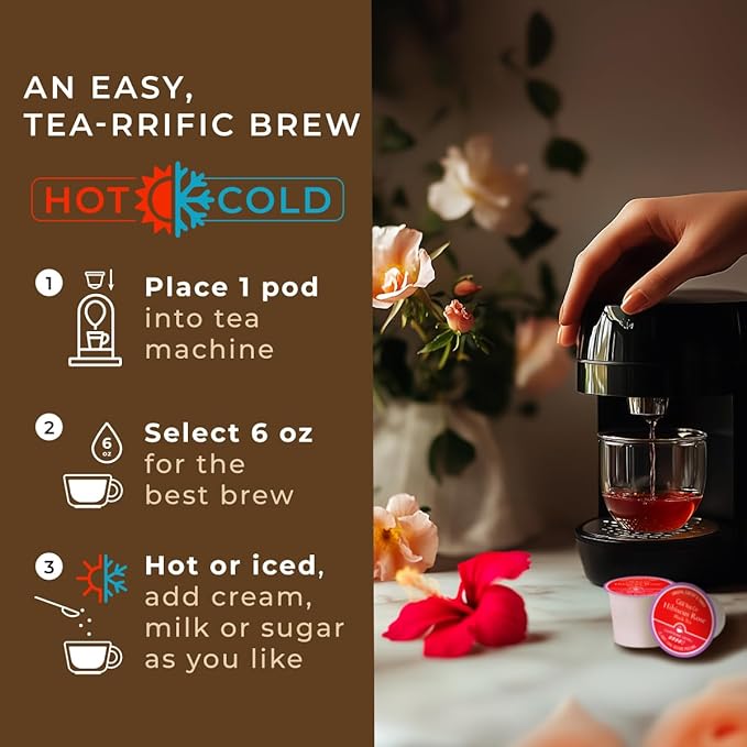Gya Tea Co Caffeinated Hibiscus Rose Black Tea Pod (16 Count) - Smooth, Flavourful, Robust, Enjoy Hot or Iced - Bloomnest