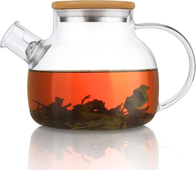 CnGlass Glass Teapot Stovetop Safe,30.4oz Clear Tea pot with Removable Filter Spout,Loose Leaf and Blooming Tea Maker - Bloomnest