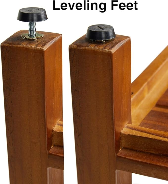 TeakCraft Teak Shower Bench with Shelf 30 inch Wood Spa & Shower Stool - Fully Assembled, The Liv - Bloomnest