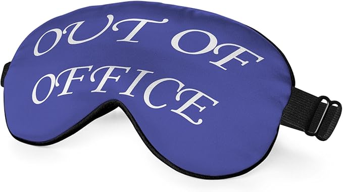 Out of Office Sleep Eye Mask Eye Cover Warning Reminder Slogan Blue White Silk Eye Mask for Sleeping with Adjustable Strap for Travel Nap Shift Work Office - Bloomnest