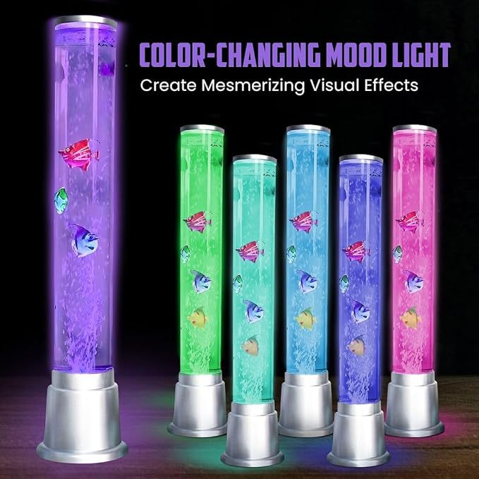 Shop LC Fish Lamp Sensory Bubble Tube Bubble Lamps Aquarium Night Light 6 LED Color Changing Sensory Tubes Table Lamp Lava Bedroom Lamps Home Decor Desk Fake Fish Tank Christmas Gifts Men 1.9FT - Bloomnest