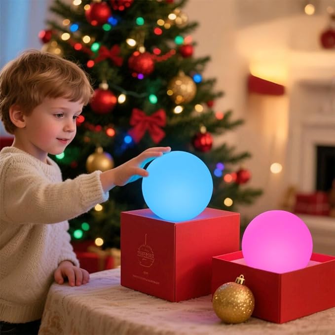6-in Cordless LED Globe Orb Light for Kids, RGB Color Changing Orb Night Light Mood Lamp w/Remote, Rechargeable LED Ball Night Light Sphere Bedside Lamp, Ideal for Home Garden Patio Party Bar Decors - Bloomnest