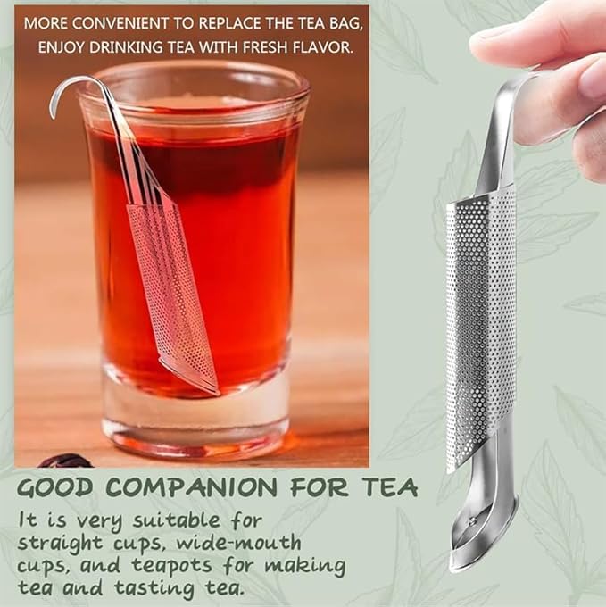 Stainless Steel Tea Diffuser, 2025 New Tea Artifact Creative Pipe Tea Infuser Mesh Strainer with Hanging Hook Handle, Universal Fine Holes Tea Interval Diffuser for Loose Tea Leaf Coffee Etc (4)