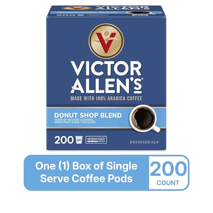 Victor Allen's Coffee Donut Shop Blend, Medium Roast, 200 Count, Single Serve Coffee Pods for Keurig K-Cup Brewers - Bloomnest