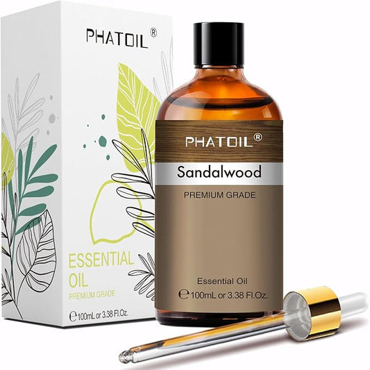PHATOIL Sandalwood Essential Oils for Aromatherapy, 3.38FL.OZ Diffuser Oils for Home, Perfect for Aromatherapy, Humidifiers, Yoga, DIY Candle and Soap Making - 100ml - Bloomnest