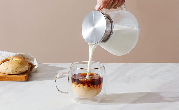 CNGLASS Double Walled Glass Coffee Mugs 10oz,Large Insulated Espresso Cups,Set of 2 Clear Glasses Cappuccino Mug with Handle(Tea Latte Glassware) - Bloomnest