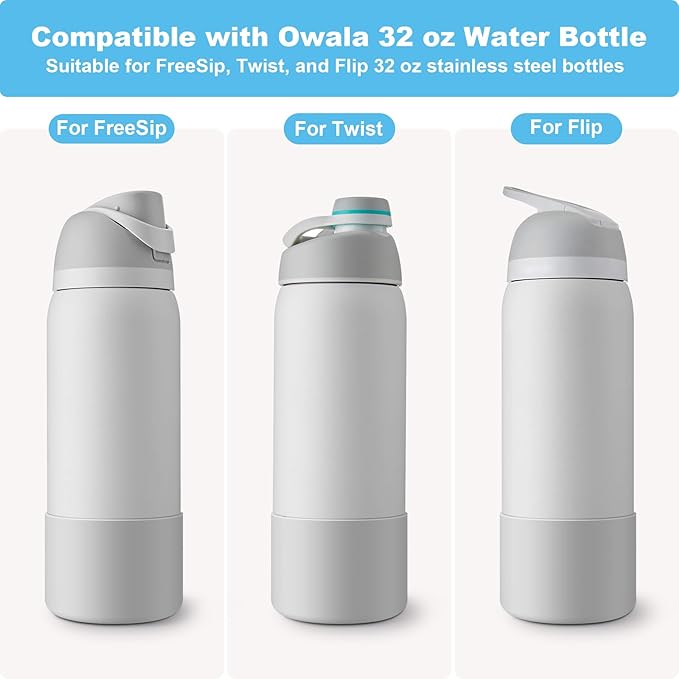 2PCS Silicone Water Bottle Boot for Owala 24oz 32oz 40oz, Anti-Slip Protective Sleeve Bottom Bumper Protector for FreeSip, Twist, and Flip Stainless Steel Water Bottles Alwenid