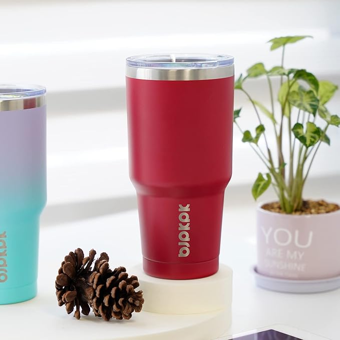 BJPKPK 30 oz Tumbler Cups With Lid And Straw Stainless Steel Double Wall Vacuum Insulated Tumblers For Women and Men Apricot - Bloomnest