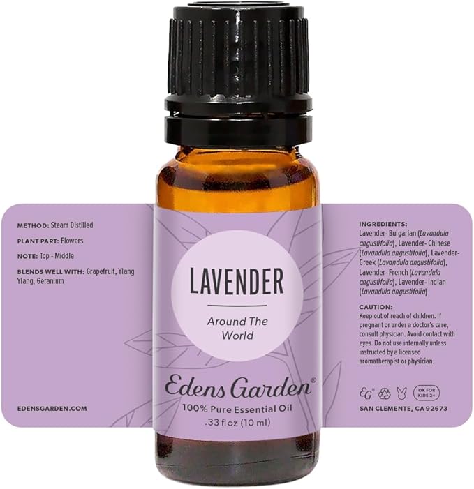 Edens Garden Lavender Around The World Essential Oil- 100% Pure Premium Grade, Undiluted, Natural, Therapeutic, Aromatherapy, The Best for Diffuser, Skin, Face, Candle 10 ml (.33 fl oz) EdensGarden
