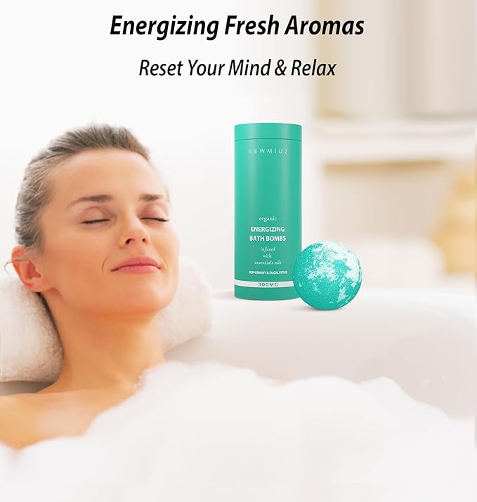 Magnesium Menthol Fizzing Bath Bomb Eucalyptus Peppermint Epsom Salt Refreshing Bubble Spa with Essential Oil Infused Post Workout Sore Muscles Recovery Gift - Bloomnest