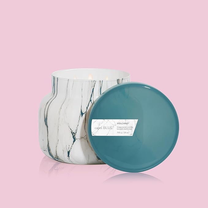 Capri Blue Scented Candles - Modern Marble Oversized Jar - Luxury Candles for Home Scented with Tropical Fruits & Sugared Citrus - Soy Wax Blend (Volcano, 28 oz) - Bloomnest