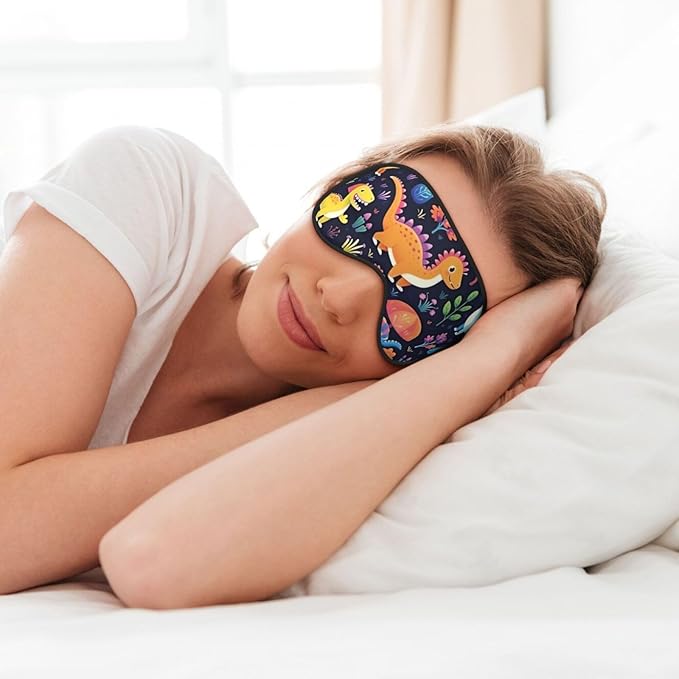 Sleep Eye Mask Cute Dinosaur Jungle Floral Sleep Mask for Women Men Comfortable Eye Mask with Adjustable Strap Soft Eye Cover Blindfold for Travel Yoga Nap Shift Work - Bloomnest