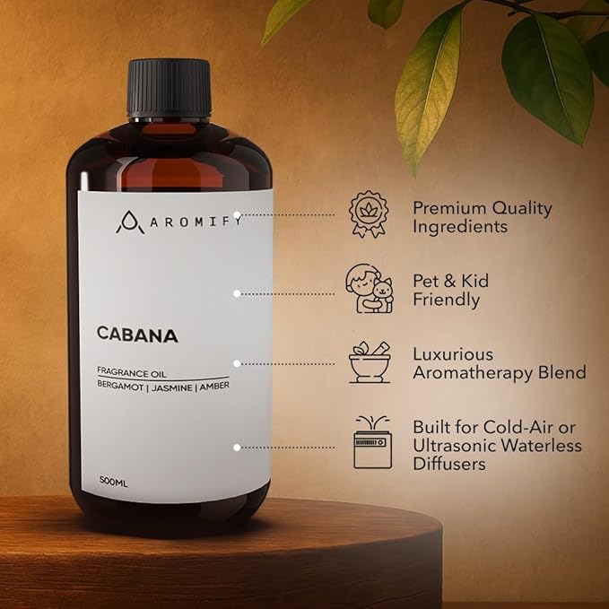Cabana Diffuser Oil,16.9 FL Oz, 500 mL Diffuser Fragrance Oil for Home, Spa & Office, Luxury Hotel Blend of Natural Essential Oil, Bergamot & Amber Scent. - Bloomnest