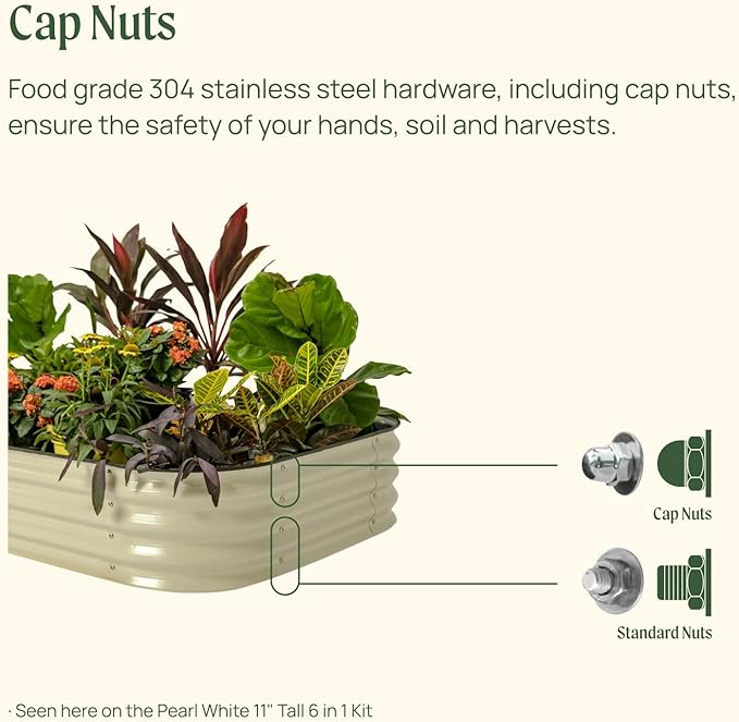 Vego garden Raised Garden Bed Kit, 11" Tall 6 in 1 Modular Metal Raised Planter Bed for Vegetables Flowers Patio Ground Planter Box, Modern Gray - Bloomnest
