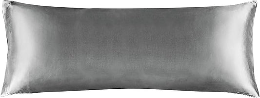 BEDELITE Satin Body Pillow Cover, Super Soft and Cooling Body Pillow Pillowcase for Hair and Skin, Breathable Silky Full Long Pillowcase Cover(20"x54", Grey) - Bloomnest