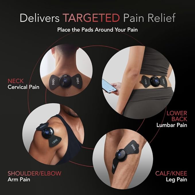 VPOD Deluxe Wireless TENS Unit Muscle Stimulator with Smartphone App Control - Bluetooth Enabled for Pain Relief Therapy - Rechargeable Portable Device for Back and Neck Pain MassageTherapyConcepts