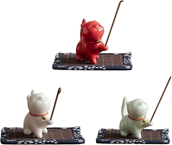 Set of Cats Incenses Holder Home Accent Ceramic Cats Incenses Stick Stand Multifunctional Home Decors - Bloomnest