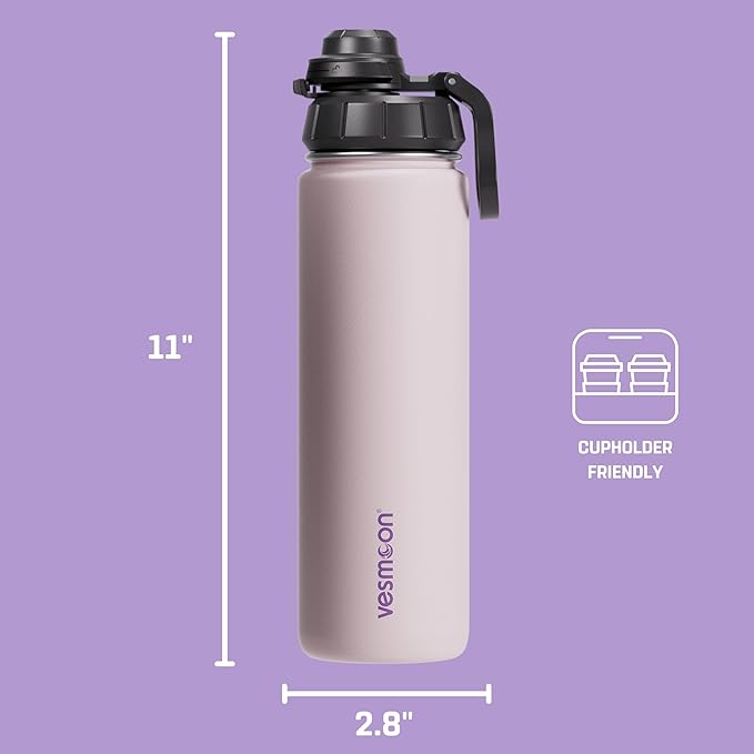 Vesmoon Vessence Tea Infuser Bottle - 24 Oz Insulated Loose Leaf & Fruit Infuser Bottle | Leak Proof with FlowSip Lid