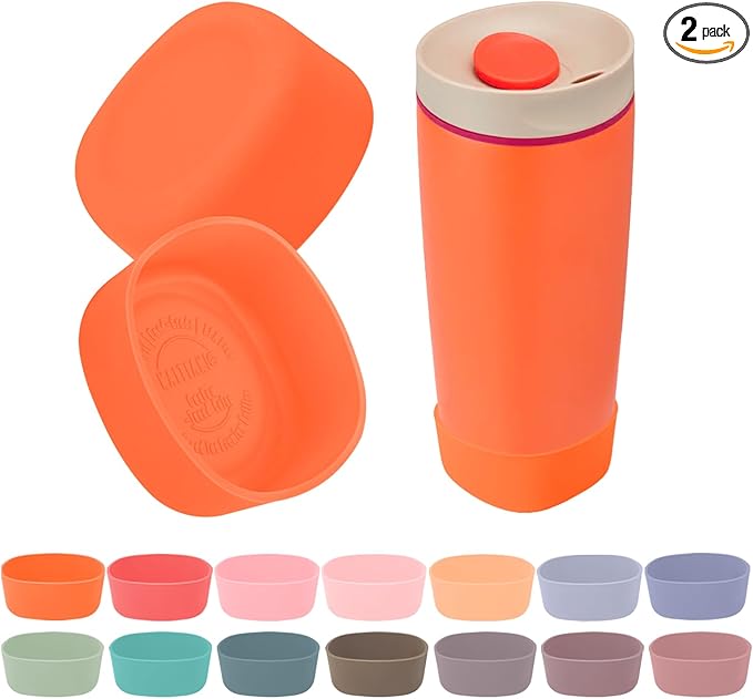 2pcs Silicone Boot for Owala SmoothSip Slider Coffee Tumbler 20oz 12oz, Anti-Slip Sleeve for Travel Coffee Mug, Protective Accessories for Owala BPA Free (Campfire) Kaitiaki