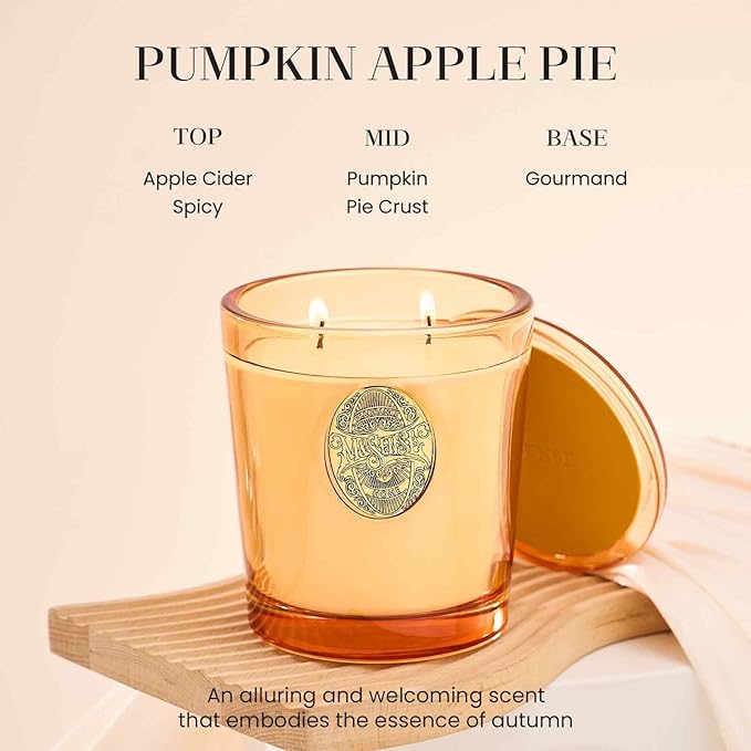 M&SENSE Large Two-Wick Soy Candle | Pumpkin Apple Pie & Orange | 19.8 oz, 120H Burn Time | Luxury Scented Candle for Relaxation, Gifting, Home Décor | Ideal for Bedroom, Office, Party Ambiance - Bloomnest