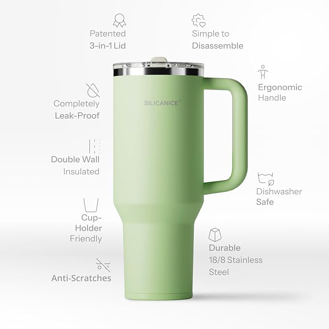 Easy Clean Pro Tumbler - 40 oz Water Bottle with Handle & Quick-Disassemble Flip Straw, Leak Resitance,Double Wall Insulated Stainless Steel, Dishwasher Safe, BPA-Free,Gifts for Women & Men - Bloomnest