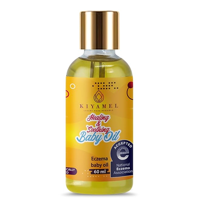 KIYAMEL Healing and Soothing Baby Oil, Fast Absorbing Moisturizer for Sensitive Skin, with Jojoba, Argan & Black Currant Oil, Natural Orange Scent and Vitamin E Enriched - Bloomnest
