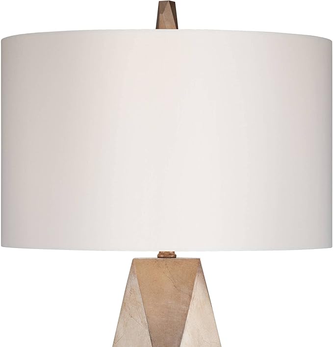 Possini Euro Design Modern Table Lamp with Acrylic Riser 32 1/2" Tall Champagne Gold Off-White Fabric Hardback Drum Shade Decor for Bedroom Living Bedside Nightstand Home Office Kids Room - Bloomnest