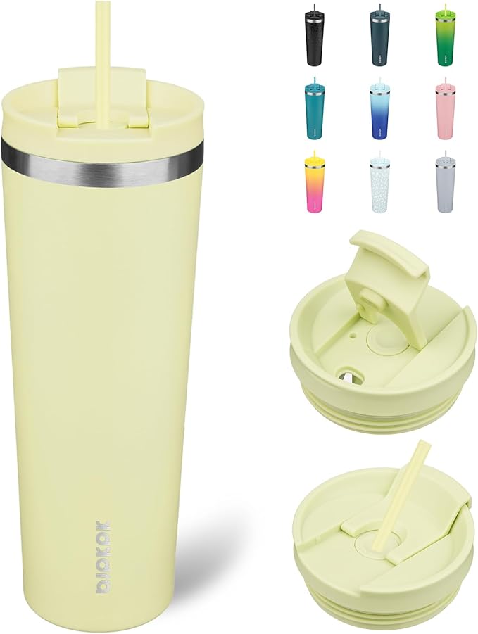 BJPKPK 30oz Insulated Tumbler With lid And Straw Stainless Steel Tumblers Travel Coffee Mug Reusable Thermal Cup,Macaron Green - Bloomnest