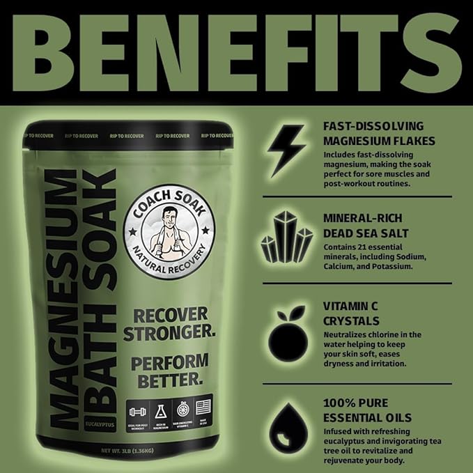 Coach Soak Recovery Bath Soak and Magnesium Lotion with MSM Eucalyptus Tea Tree Bundle (Eucalyptus) - Bloomnest