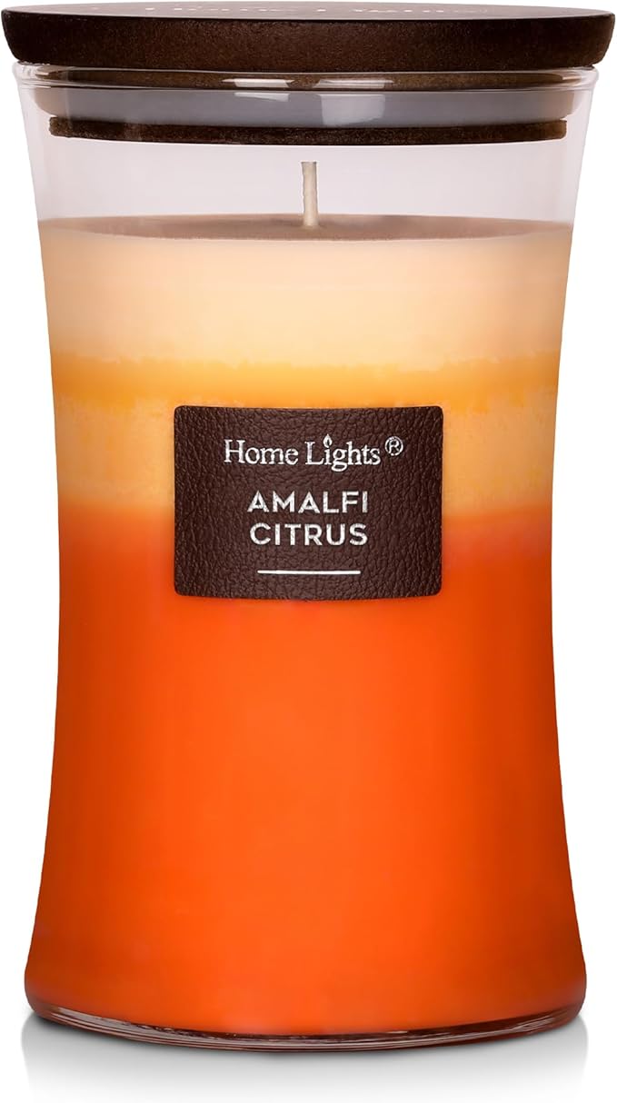 HomeLights 3-Layer Candles for Home Scented, 21.52 OZ Natural Soy Wax Scented Candles Burns Up to 100 Hours, Large Jar, Amalfi Citrus - Bloomnest