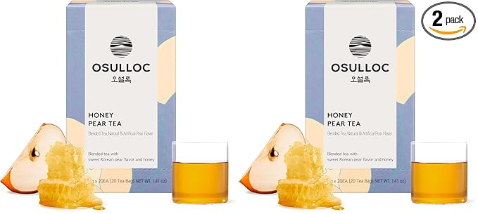 OSULLOC Honey Pear Tea (Sweet Pear & Honey Flavor), Fruit tea Blend, Premium Teabags from Jeju Island, 20 count (Pack of 2) - Bloomnest