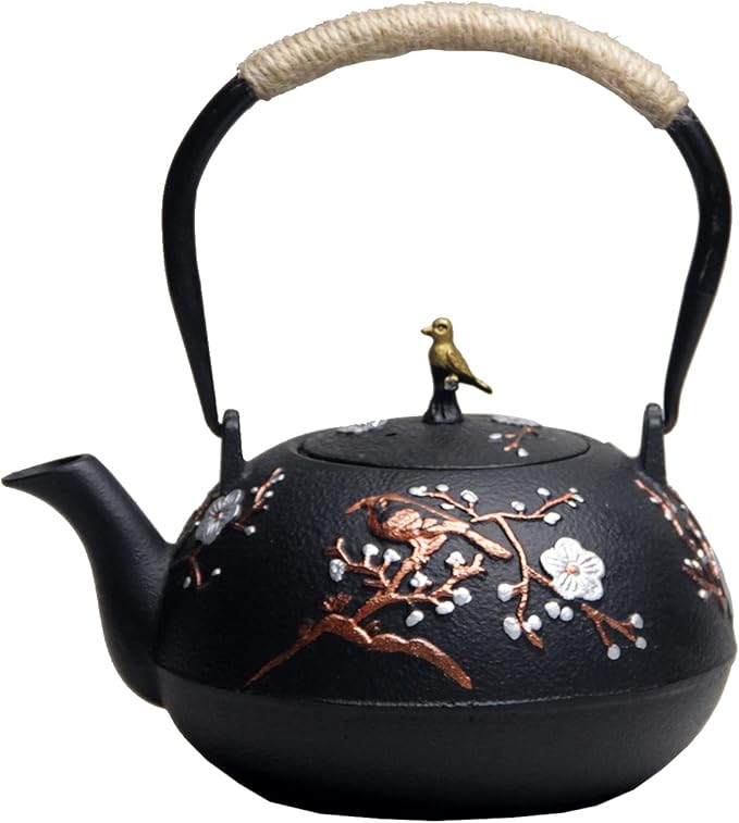 Cast Iron Teapot SECHUDO Teapot for Stovetop Safe Coated with Enameled Interior,Japanese Beautiful Tea Kettle with Stainless Steel Infuser for Loose Tea (40.6oz/1200ml) - Bloomnest