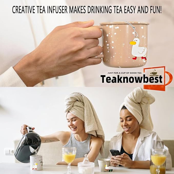 1 Pack Tea infusers, loose tea strainer, Heart shaped tea ball + cute animal pendant, reusable tea steeper makes afternoon tea meaningful (Duck, 1PCS) - Bloomnest