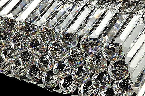 Saint Mossi 5-Lights K9 Crystal Chandelier for Dining Room, Rectangular Pendant Light Fixture for Kitchen Island, Raindrop Flush Mount Ceiling Light Fixture,H9 x W10 x L31, Chain Adjustable - Bloomnest
