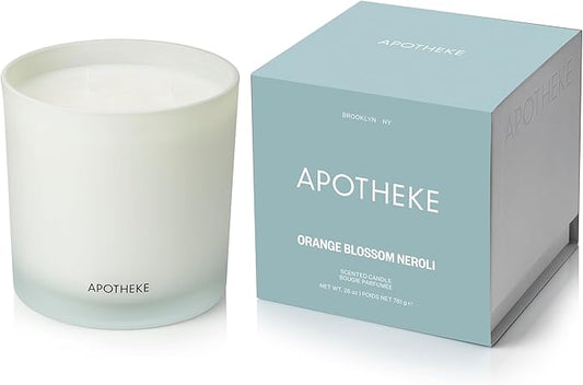 Apotheke 3-Wick Scented Candles for Home, Orange Bloom Neroli - 26 oz Soy Wax Jar Candle Gift for Women - Long-Lasting Fragrance with Perfume-Grade Essential Oils - Sandalwood, Musk, Neroli & Orange - Bloomnest