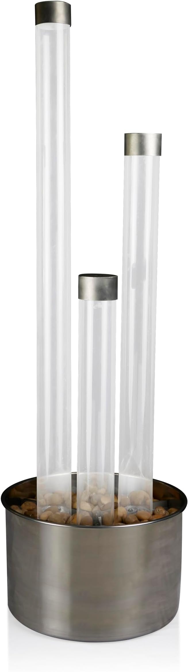 Alpine Corporation MLT166SL 3 Tier Indoor and Outdoor Water Acrylic Bubble Fountain for Home, Office, and Patio Decor, with Remote and 16 Color LED Lights, 54", Silver Base - Bloomnest