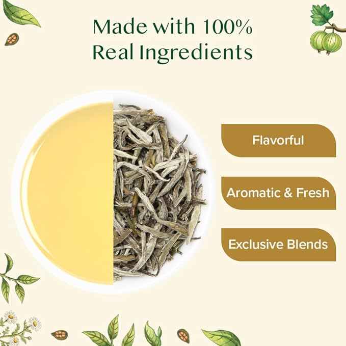 VAHDAM, Assorted White Tea Sampler Gift Set, Gluten Free, Non GMO - 4 Unblended White Loose Leaf Tea Sampler | Tea Variety Pack | Tea Gift Set, Gifts for Women & Men - Bloomnest