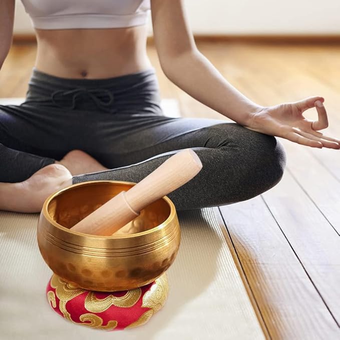 Tibetan Singing Bowl Set - Meditation Sound Bowl Cushion with Wooden Striker for Yoga, Meditation & Relaxation, Mindfulness,Chakra Healing, Stress Relief, Self-Regulation - Bloomnest