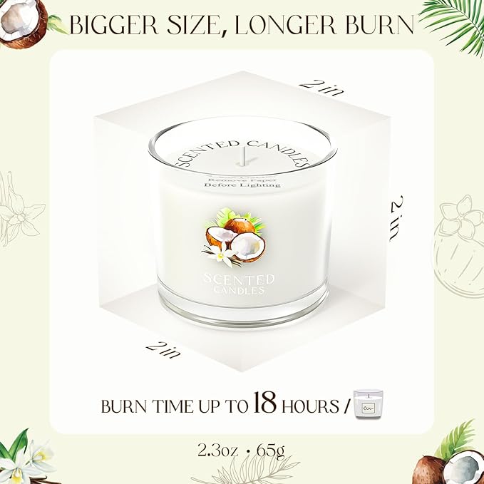 Coconut Candle, Scented Candles Gifts for Women, Candles Gift Set for Her, 3 Scented Votive Candles, Birthday Gifts for Women/Men (White, 7 oz) - Bloomnest