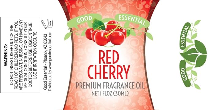Good Essential Professional Red Cherry Fragrance Oil for Diffusers, Candles, Soaps, Lotion & Perfume - 1 fl oz (30ml) - Cherry Scent for Candle Making GoodEssential