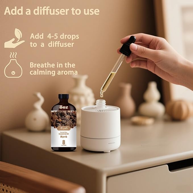 Myrrh Fragrance Oil-Myrrh Essential Oil 8.33oz (250ml)-100% Pure Natural Scent for Diffusers, Candles, Soap Making & Aromatherapy-Relaxing Home & Gift Essential Oil for Bath, Massage - Bloomnest