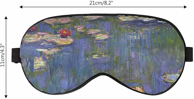 Lilies Sleep Eye Mask Monet Water Lilies Men Women Sleep Mask with Adjustable Strap Eye Cover Eye Shade for Travel, Nap,Meditation - Bloomnest