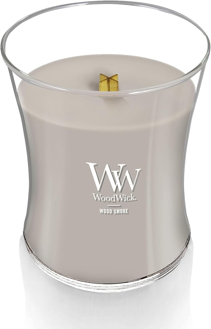WoodWick Wood Smoke Hourglass Candle 9.7 oz. Medium Fall Candle with Crackling Wick for Smooth Burn Aromatherapy Soy Wax Blend - Bloomnest