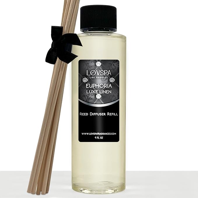 LOVSPA Euphoria Luxe Linen Diffuser Oil - Luxury Essential Oils for Diffuser Refill & Air Freshener Room Spray - Long-Lasting & Natural Home Fragrance, Scented Oil for Diffusers, USA Made, 4oz - Bloomnest